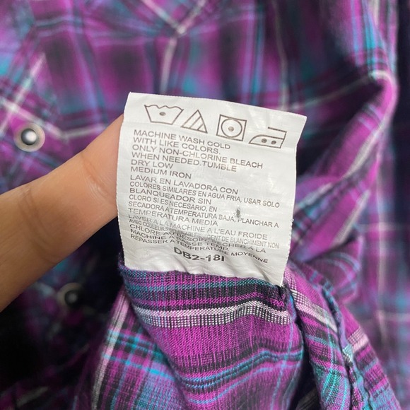 Wrangler 20X Competition Purple Plaid Western Shirt Mens Advanced Comfort M Snap - Picture 8 of 8
